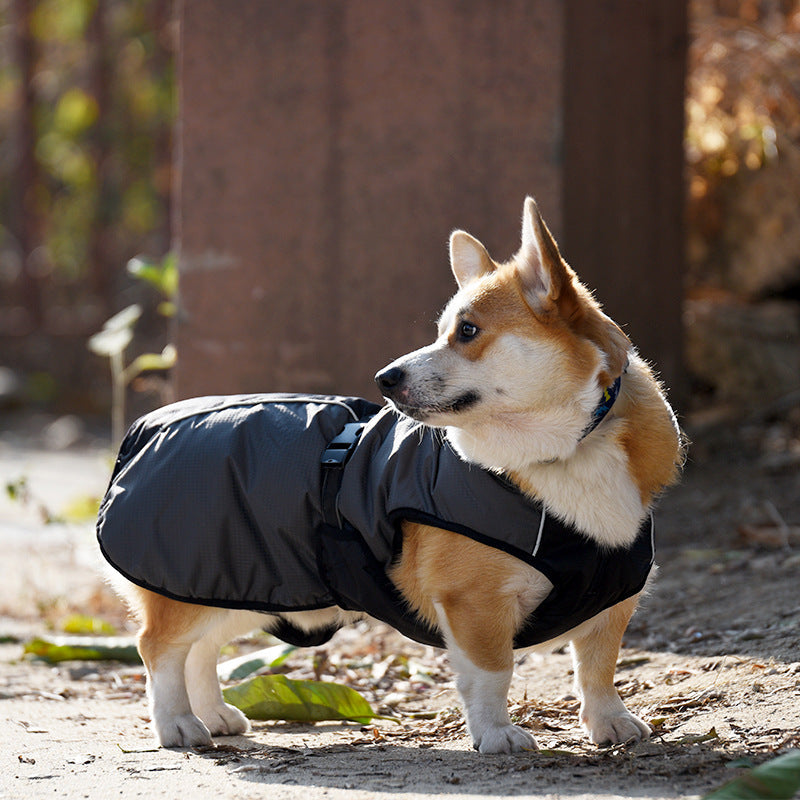 KFX-2489789 Waterproof Dog Raincoat in Black, Casual Style, Sizes S to XXXL