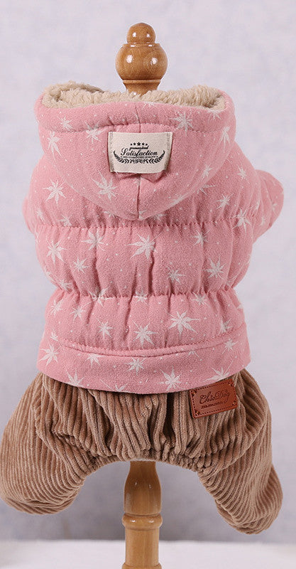 KFX-2490045 Cute Padded Four-Legged Clothing for Small Dogs in Blue, Pink, and Khaki Yellow