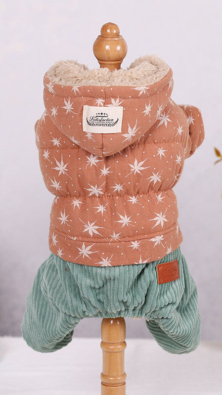 KFX-2490045 Cute Padded Four-Legged Clothing for Small Dogs in Blue, Pink, and Khaki Yellow