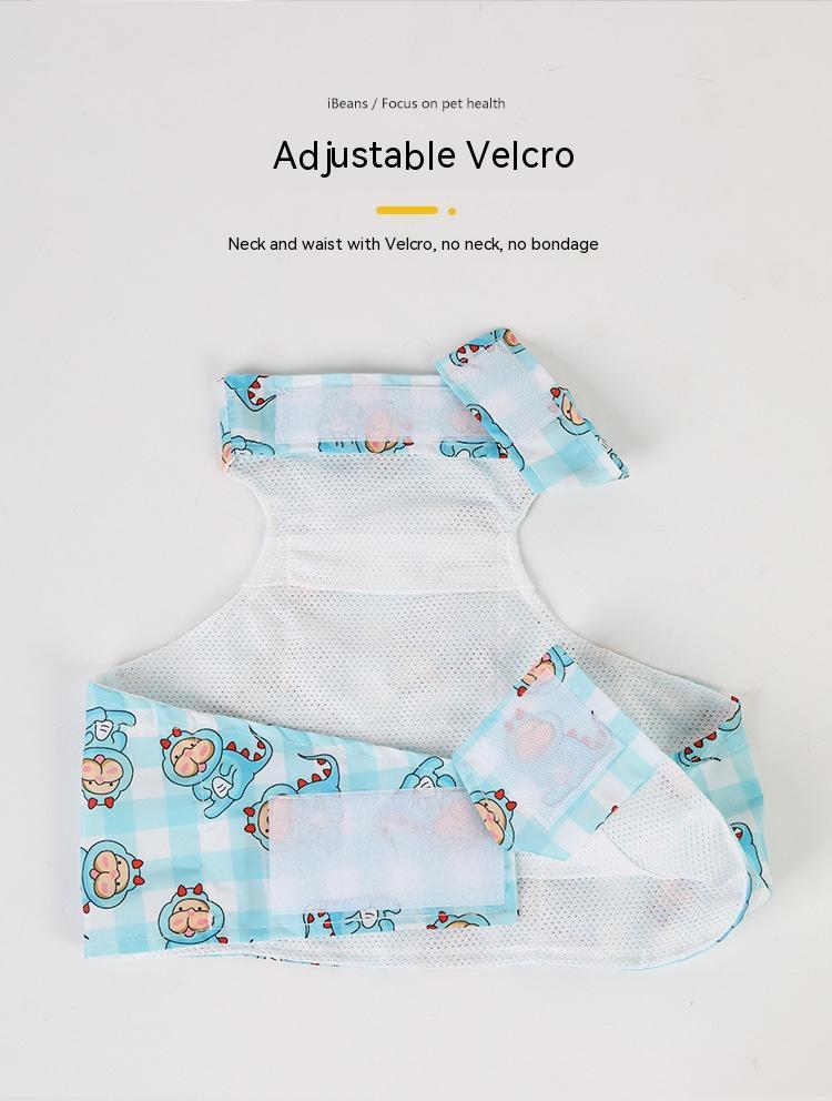 KFX-2491965 Cooling Ice Apron and Vest for Pets - Cartoon Styles in Blue Dinosaur, Yellow Bull, Pink Strawberry, Sizes S, M, L