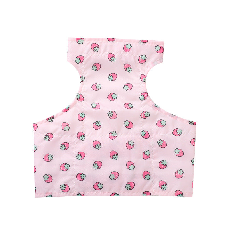 KFX-2491965 Cooling Ice Apron and Vest for Pets - Cartoon Styles in Blue Dinosaur, Yellow Bull, Pink Strawberry, Sizes S, M, L