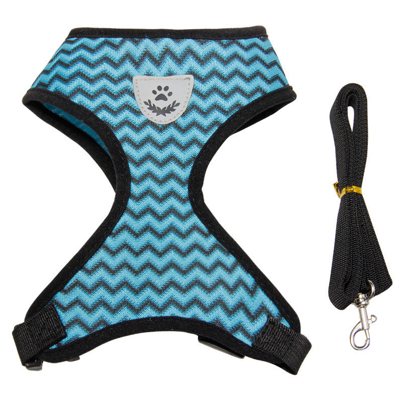 KFX-2494653 Breathable Reflective Chest Strap for Cats and Dogs with Traction Rope - Adjustable for Various Sizes