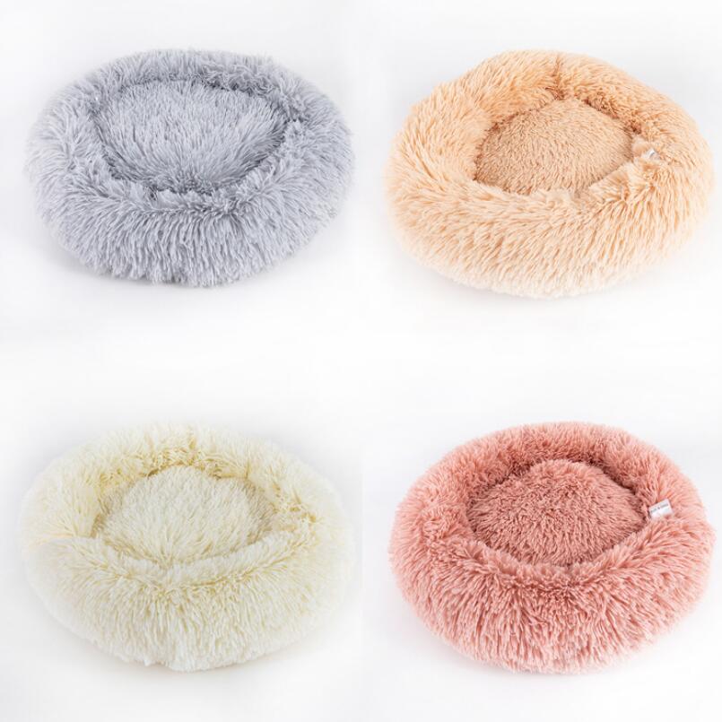 KFX-2495421 Cozy Round Plush Pet Bed for Small Dogs and Cats - Soft Calming Nest Mat