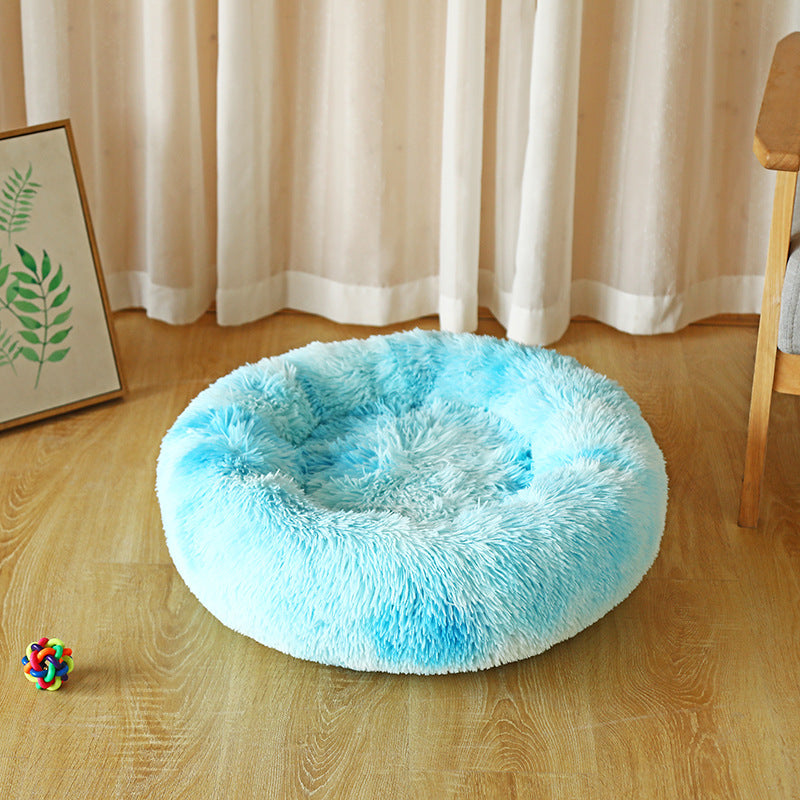 KFX-2495421 Cozy Round Plush Pet Bed for Small Dogs and Cats - Soft Calming Nest Mat