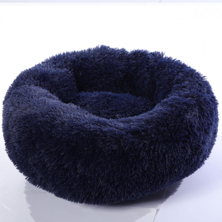 KFX-2495421 Cozy Round Plush Pet Bed for Small Dogs and Cats - Soft Calming Nest Mat