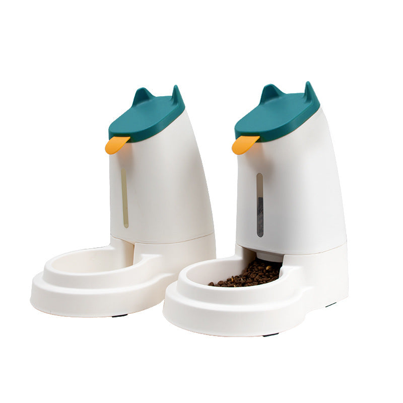 KFX-2497341 Automatic Large Capacity Pet Feeder and Water Dispenser in Grey, Blue, and Green