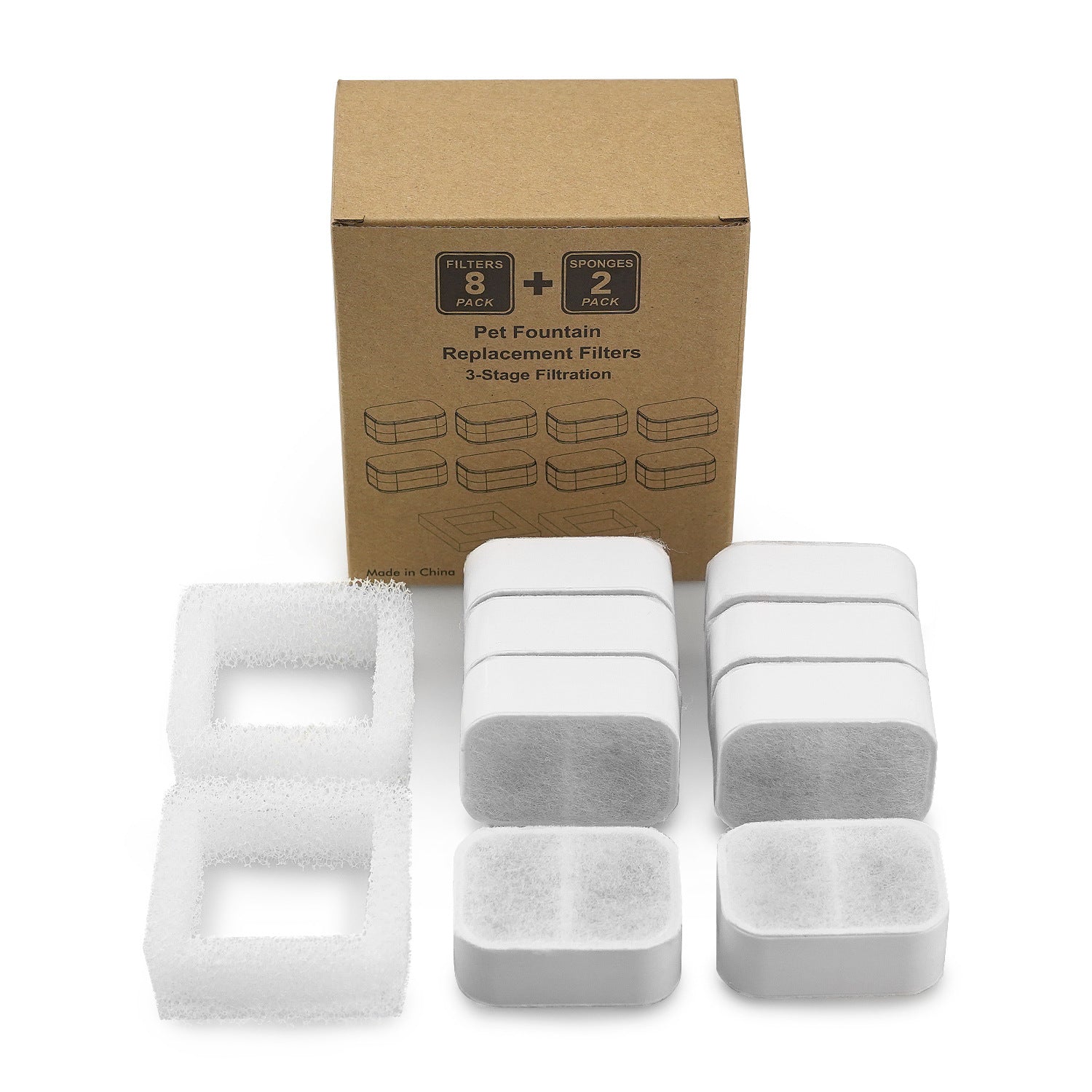 KFX-2498621 Ceramic Pet Water Dispenser Activated Carbon Filter Replacement Set
