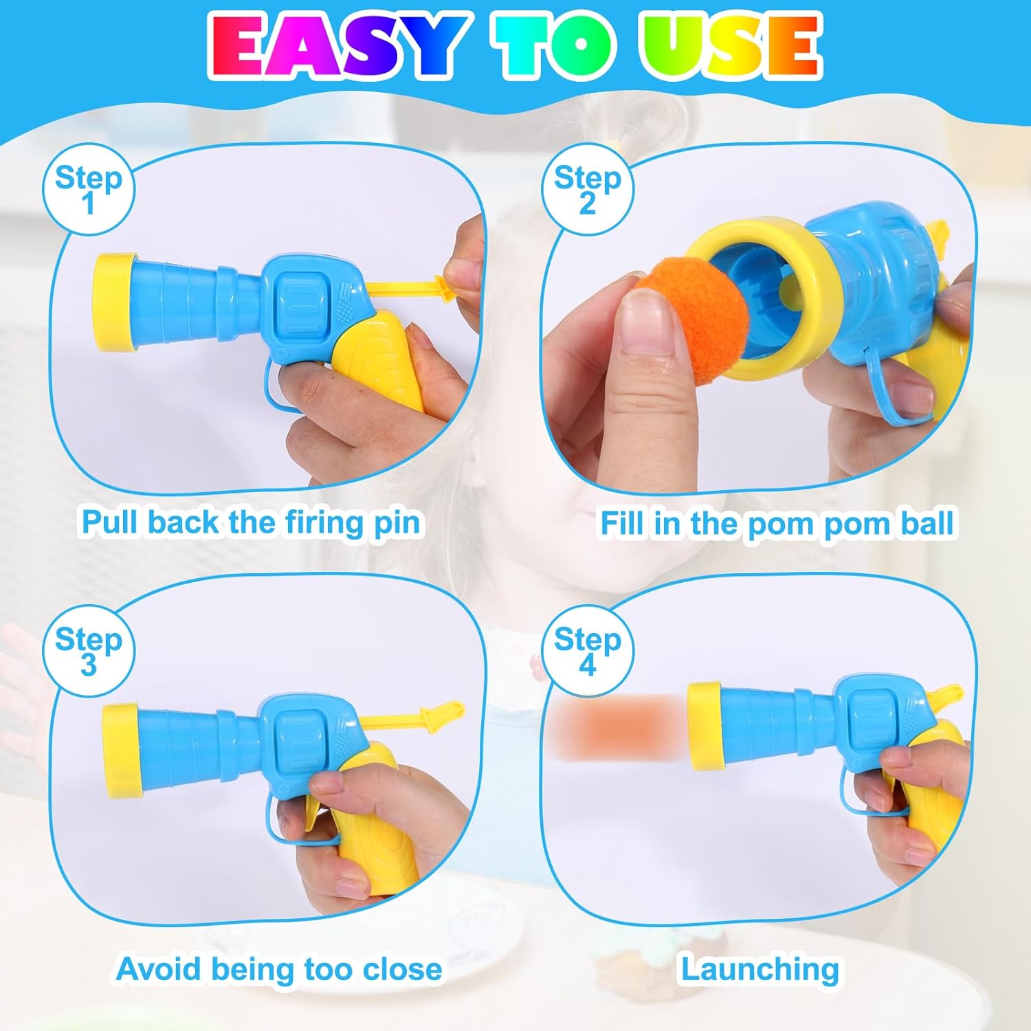 KFX-2504381 Interactive Cat Toy with Plush Ball Launcher and 20 Pom Pom Balls for Indoor Play