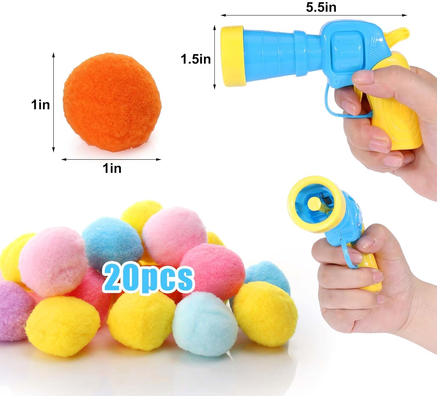 KFX-2504381 Interactive Cat Toy with Plush Ball Launcher and 20 Pom Pom Balls for Indoor Play
