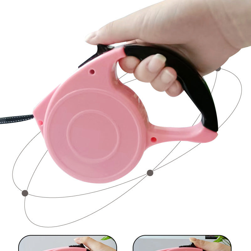 KFX-2506685 Automatic Retractable Pet Leash - Multifunctional Design in Blue, Pink, and Green, Made of Durable ABS, 15X10cm Size