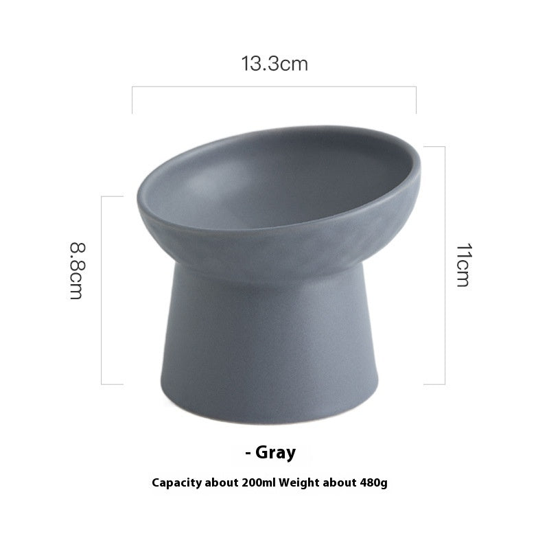 KFX-2507069 Oblique High Foot Ceramic Pet Bowl in Candy Colors - 13.3cm