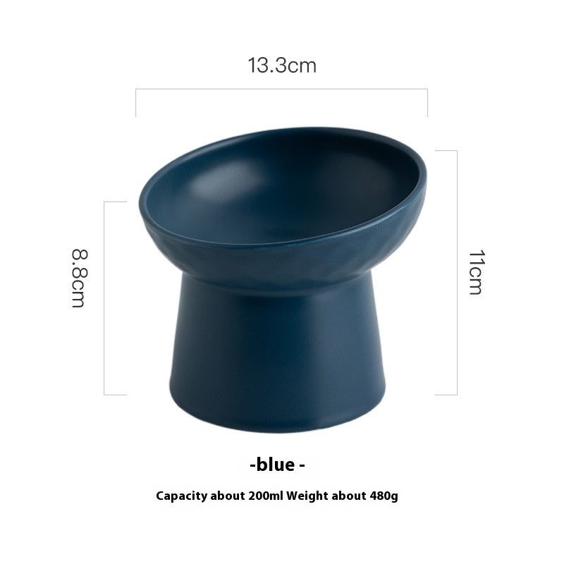 KFX-2507069 Oblique High Foot Ceramic Pet Bowl in Candy Colors - 13.3cm