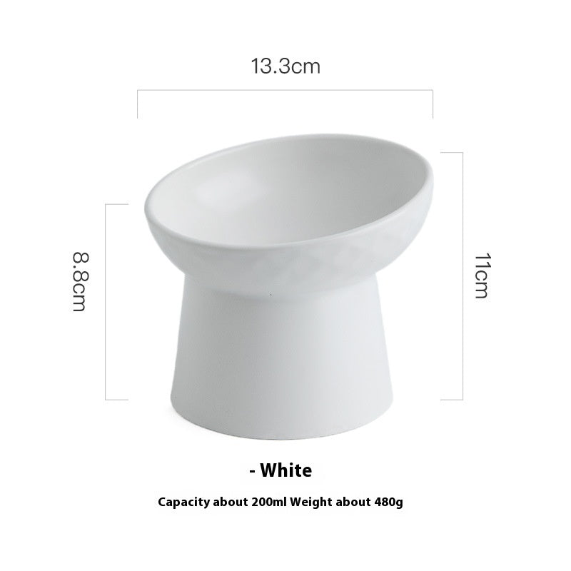 KFX-2507069 Oblique High Foot Ceramic Pet Bowl in Candy Colors - 13.3cm