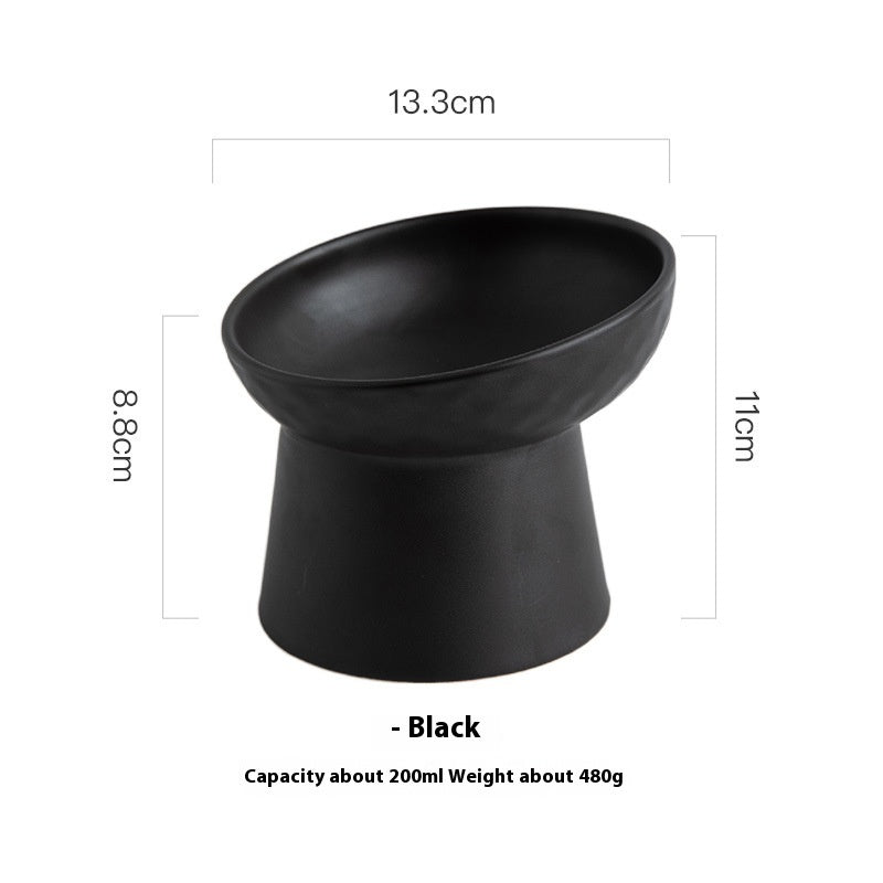 KFX-2507069 Oblique High Foot Ceramic Pet Bowl in Candy Colors - 13.3cm