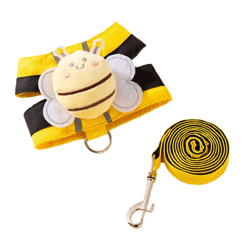 KFX-2508349 Stylish Bee Suspender Set with Cat Harness and Leash for Fun Walks