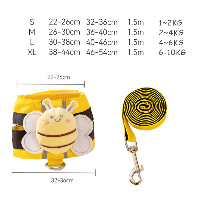 KFX-2508349 Stylish Bee Suspender Set with Cat Harness and Leash for Fun Walks