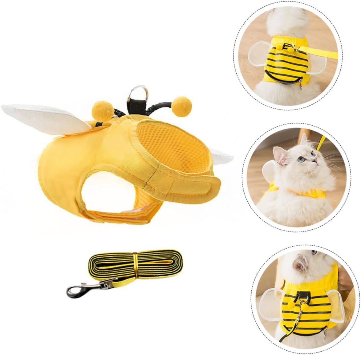 KFX-2508349 Stylish Bee Suspender Set with Cat Harness and Leash for Fun Walks