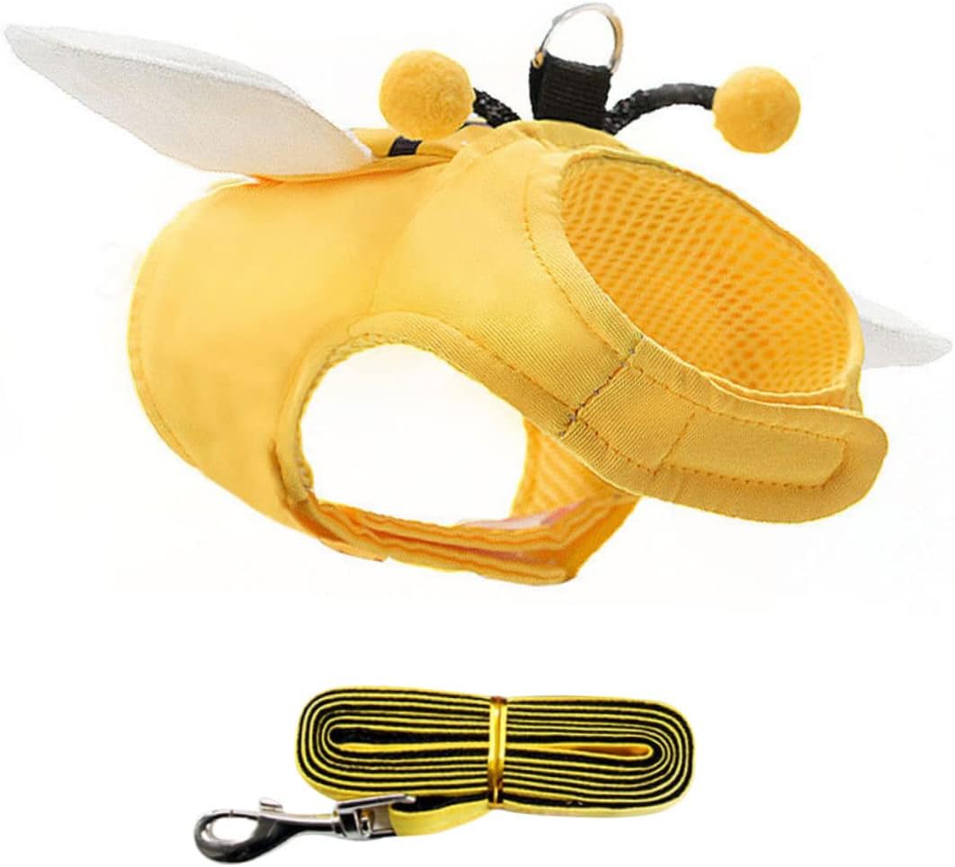 KFX-2508349 Stylish Bee Suspender Set with Cat Harness and Leash for Fun Walks