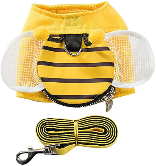 KFX-2508349 Stylish Bee Suspender Set with Cat Harness and Leash for Fun Walks
