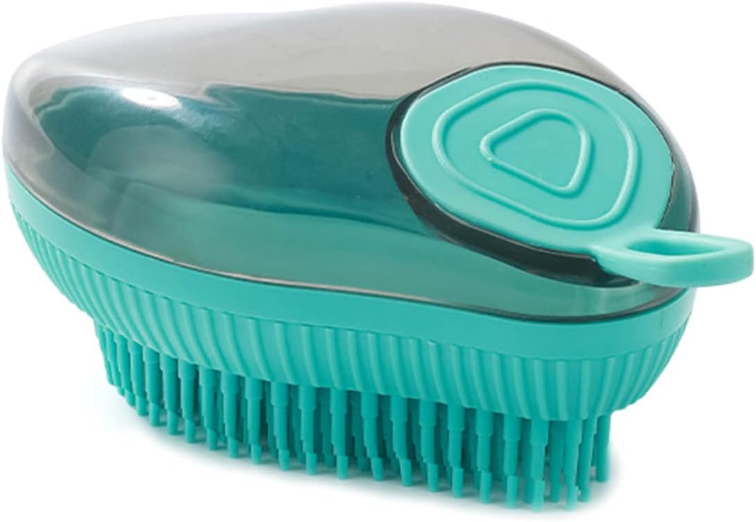 KFX-2510141 Silicone Dog Bath Brush with Soap Dispenser for Grooming and Massaging Pets