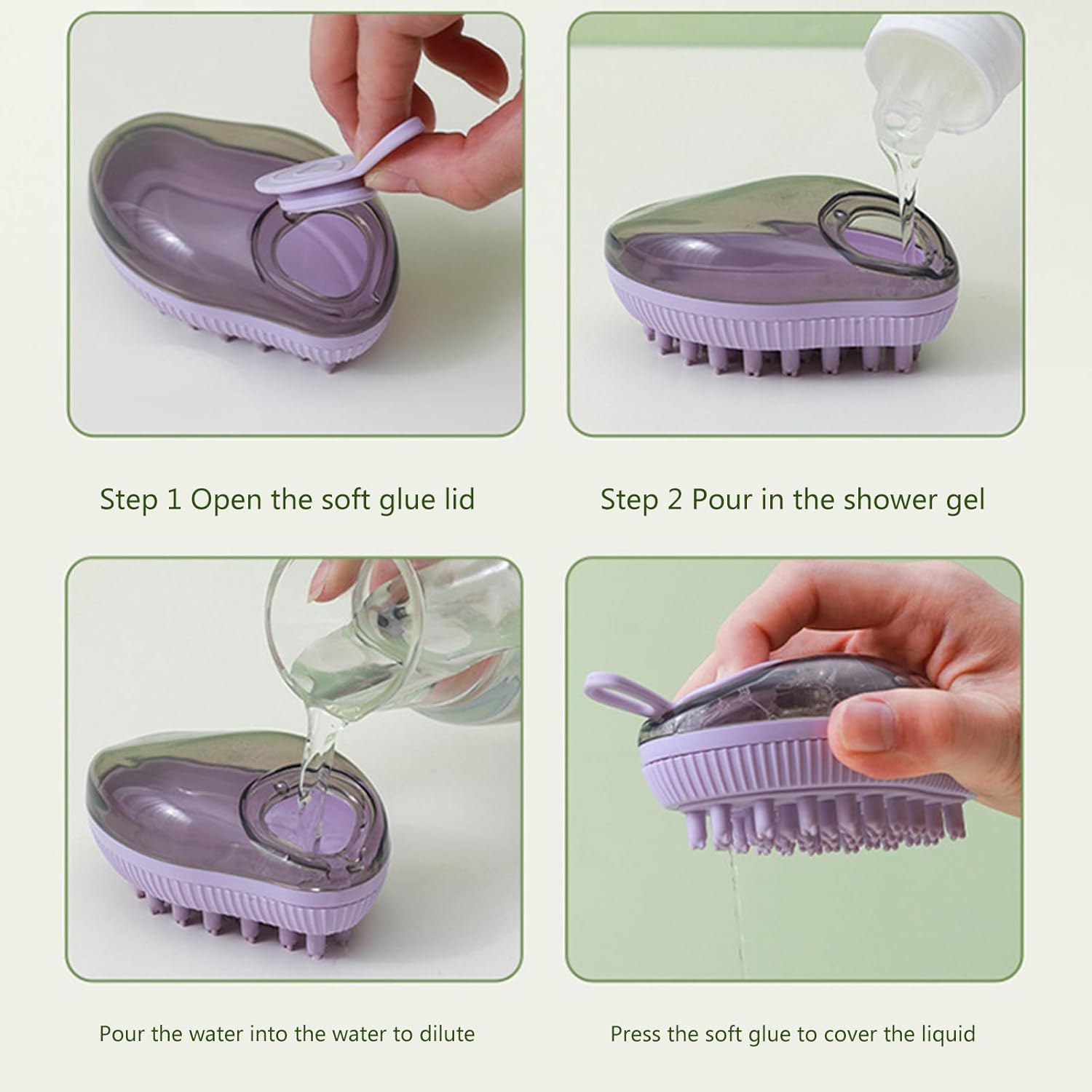 KFX-2510141 Silicone Dog Bath Brush with Soap Dispenser for Grooming and Massaging Pets