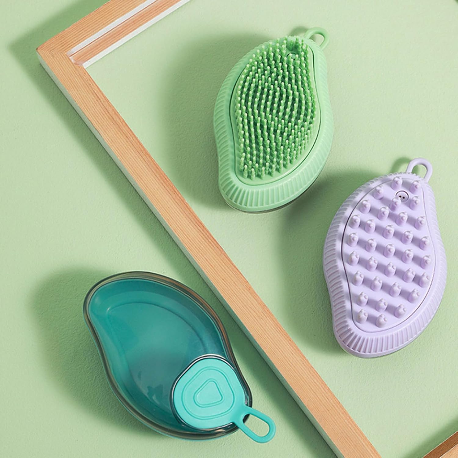 KFX-2510141 Silicone Dog Bath Brush with Soap Dispenser for Grooming and Massaging Pets