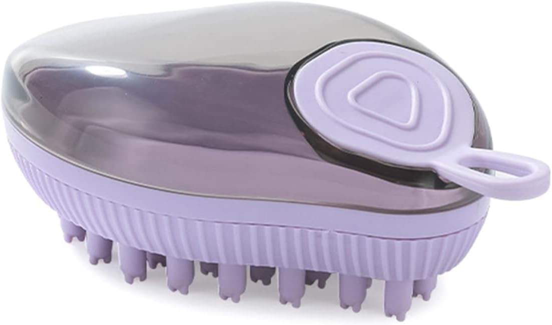 KFX-2510141 Silicone Dog Bath Brush with Soap Dispenser for Grooming and Massaging Pets