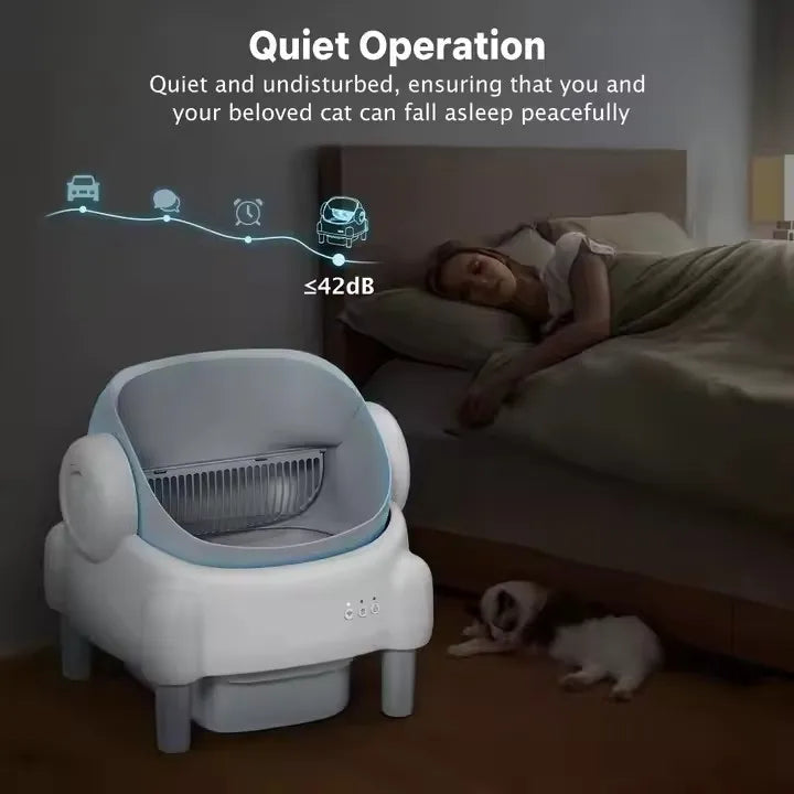 KFX-251027 Open-Top Automatic Self-Cleaning Cat Litter Box with Odor Control and APP Control, Large Capacity, Eco-Friendly Design
