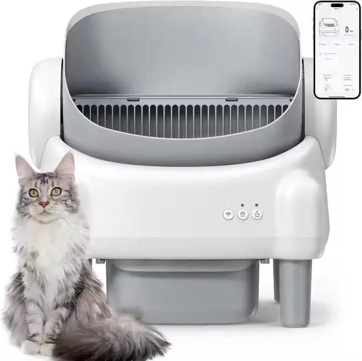 KFX-251027 Open-Top Automatic Self-Cleaning Cat Litter Box with Odor Control and APP Control, Large Capacity, Eco-Friendly Design