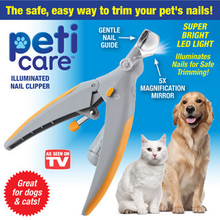 KFX-2510653 Multifunctional Pet Nail Clipper with Magnifying Glass and LED Light