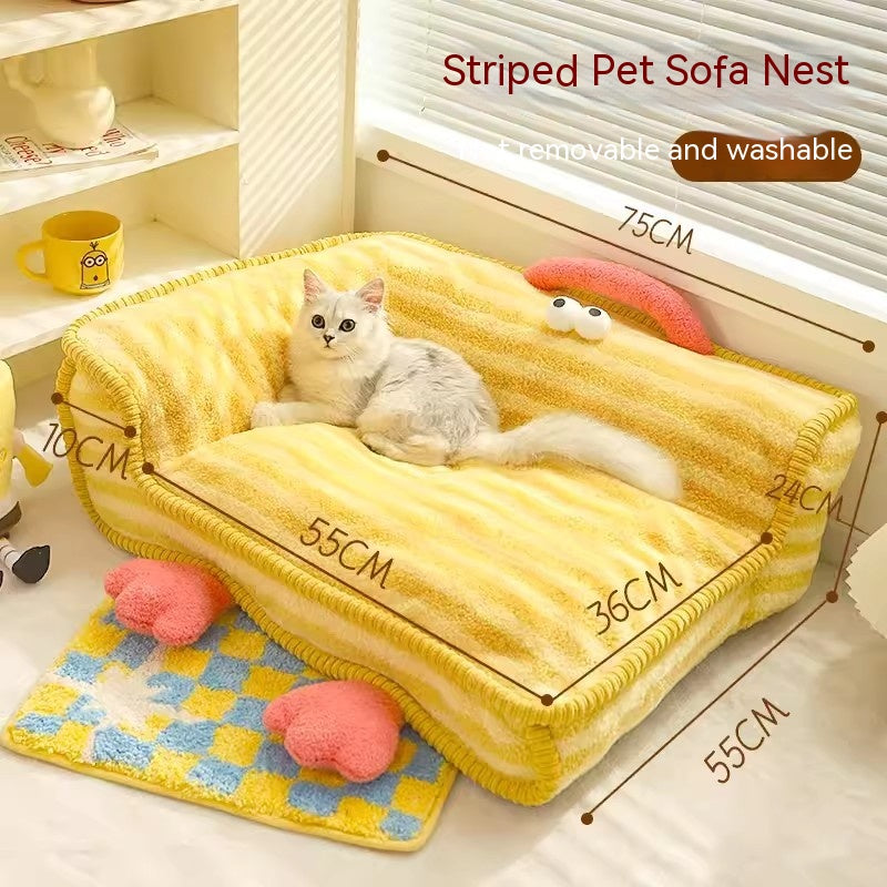 KFX-2510909 Warm Removable and Washable Cat Nest Bed with Stylish Chessboard Design