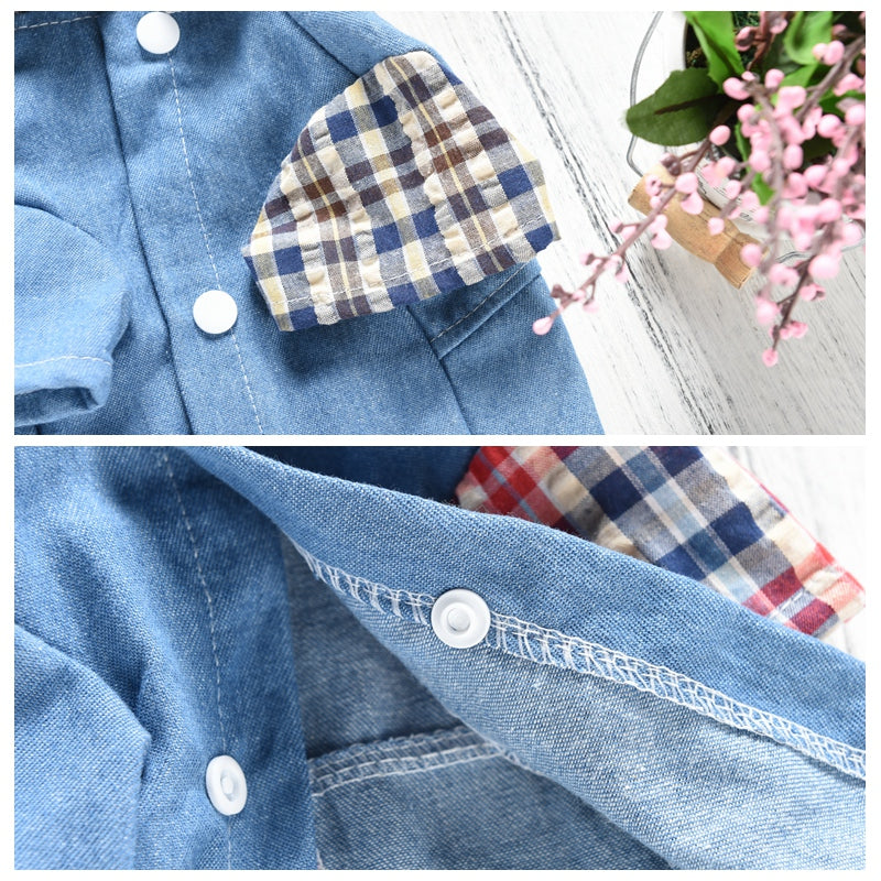 KFX-2515005 Casual Cotton Summer Plaid Shirt for Dogs in Blue and Red