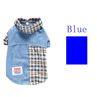KFX-2515005 Casual Cotton Summer Plaid Shirt for Dogs in Blue and Red