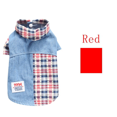 KFX-2515005 Casual Cotton Summer Plaid Shirt for Dogs in Blue and Red