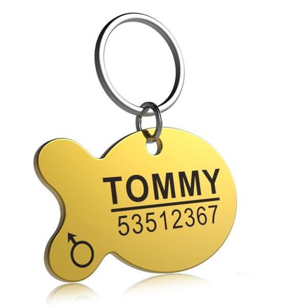 KFX-2515261 Titanium Steel Personalized Pet ID Tag - Durable Anti-Lost Design in Various Shapes