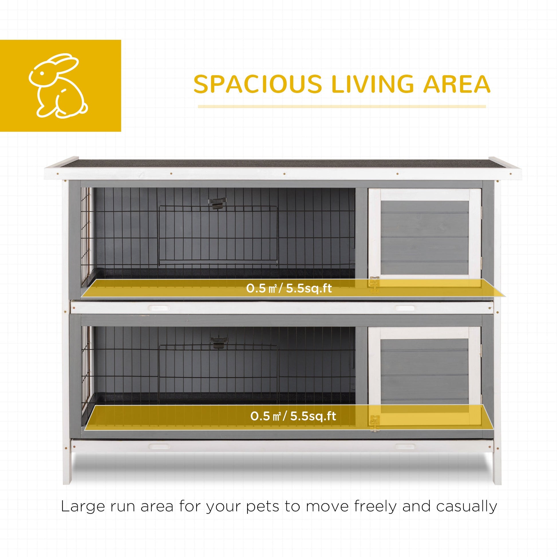 KFX-2516285 Large 2-Story Rabbit Hutch with Lockable Doors and Waterproof Roof for Indoor/Outdoor Use, Dark Gray