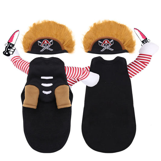 KFX-2516797 Pirate-Themed Pet Costumes for Dogs and Cats - Fashionable Polyester Outfit with Hat