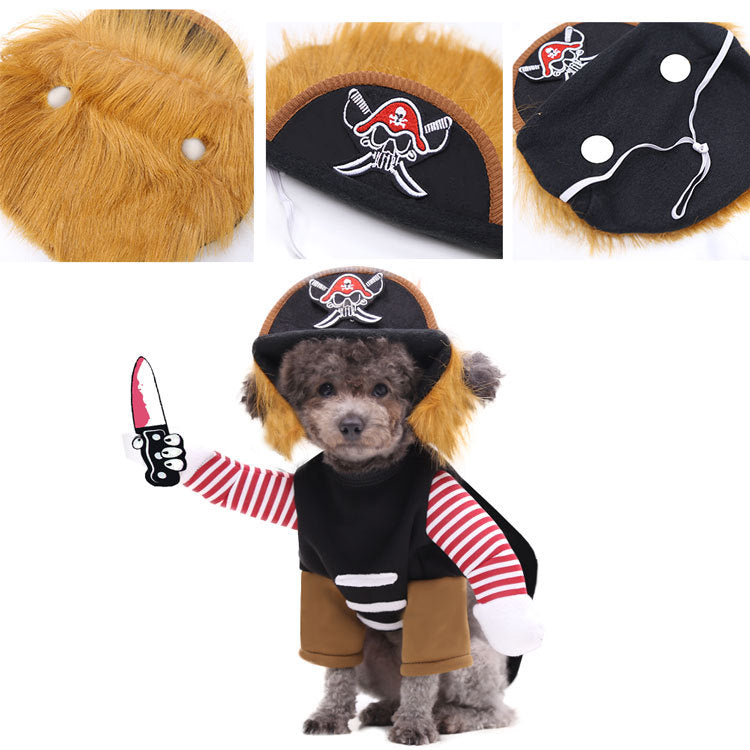 KFX-2516797 Pirate-Themed Pet Costumes for Dogs and Cats - Fashionable Polyester Outfit with Hat