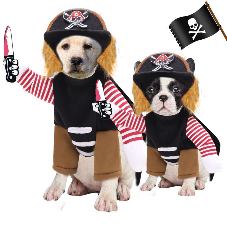 KFX-2516797 Pirate-Themed Pet Costumes for Dogs and Cats - Fashionable Polyester Outfit with Hat