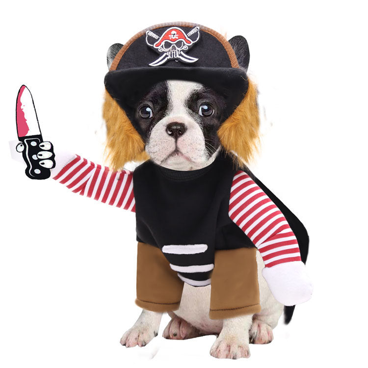 KFX-2516797 Pirate-Themed Pet Costumes for Dogs and Cats - Fashionable Polyester Outfit with Hat