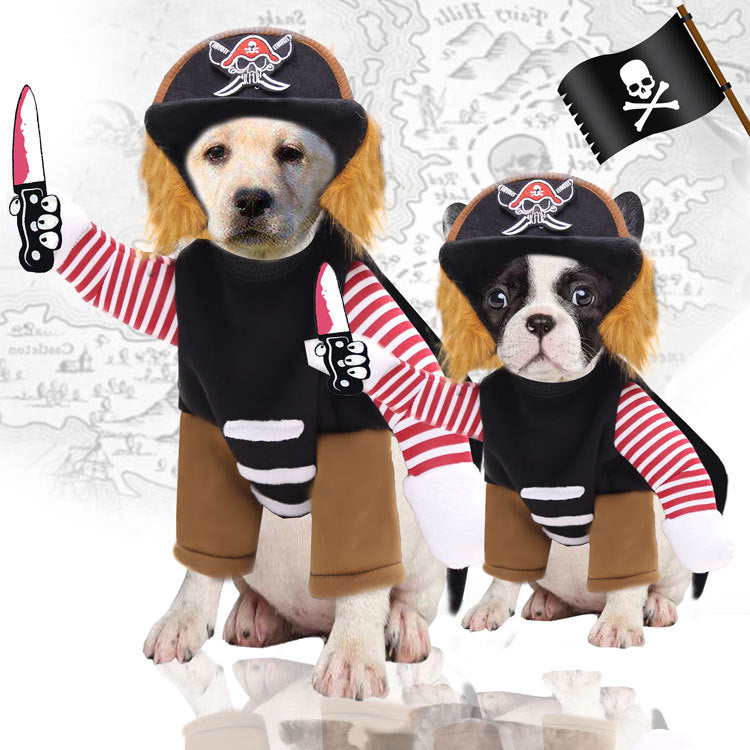 KFX-2516797 Pirate-Themed Pet Costumes for Dogs and Cats - Fashionable Polyester Outfit with Hat