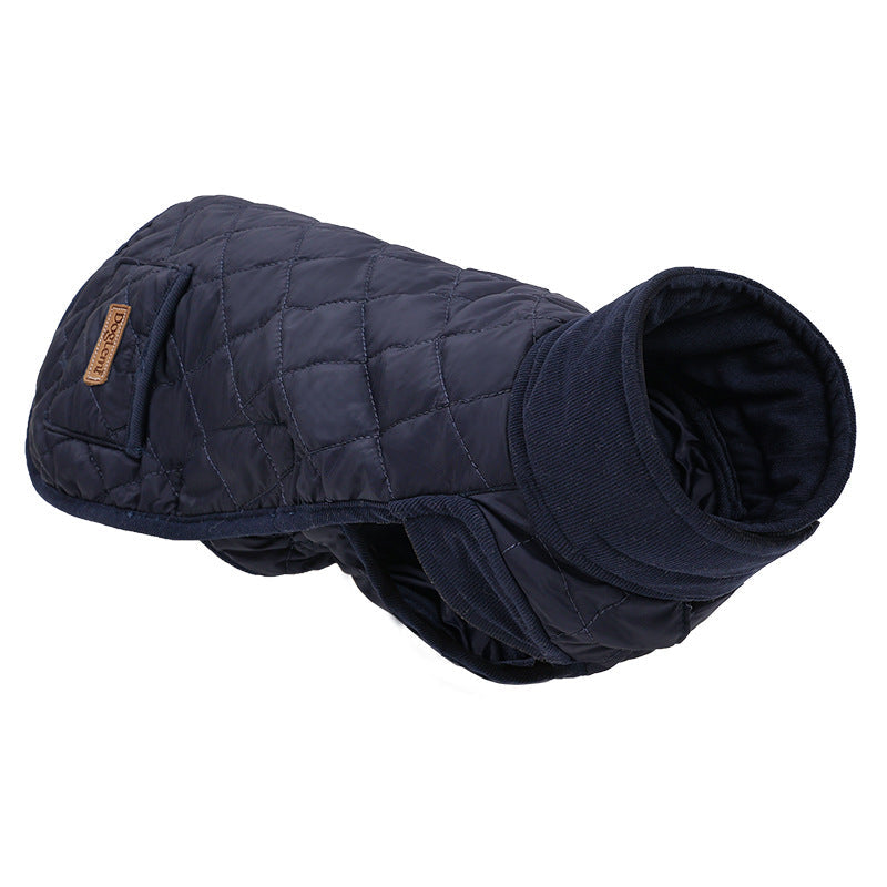 KFX-2517181 Cozy Cotton Vest for Dogs - Warm Autumn and Winter Apparel in Beige and Dark Blue
