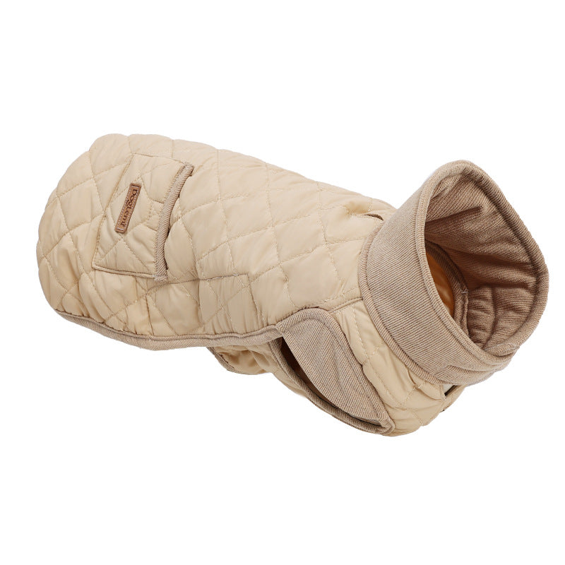KFX-2517181 Cozy Cotton Vest for Dogs - Warm Autumn and Winter Apparel in Beige and Dark Blue