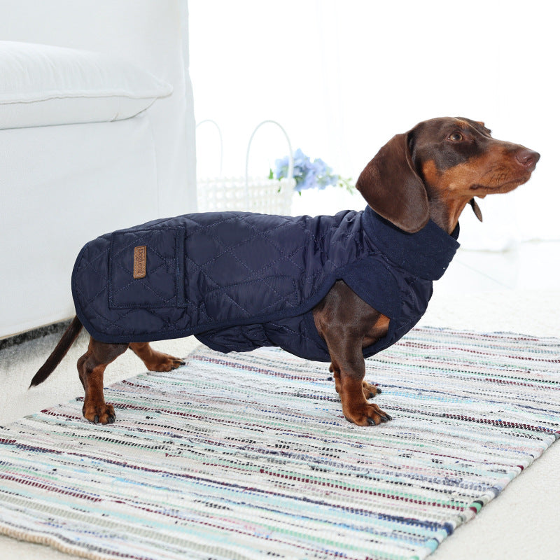 KFX-2517181 Cozy Cotton Vest for Dogs - Warm Autumn and Winter Apparel in Beige and Dark Blue