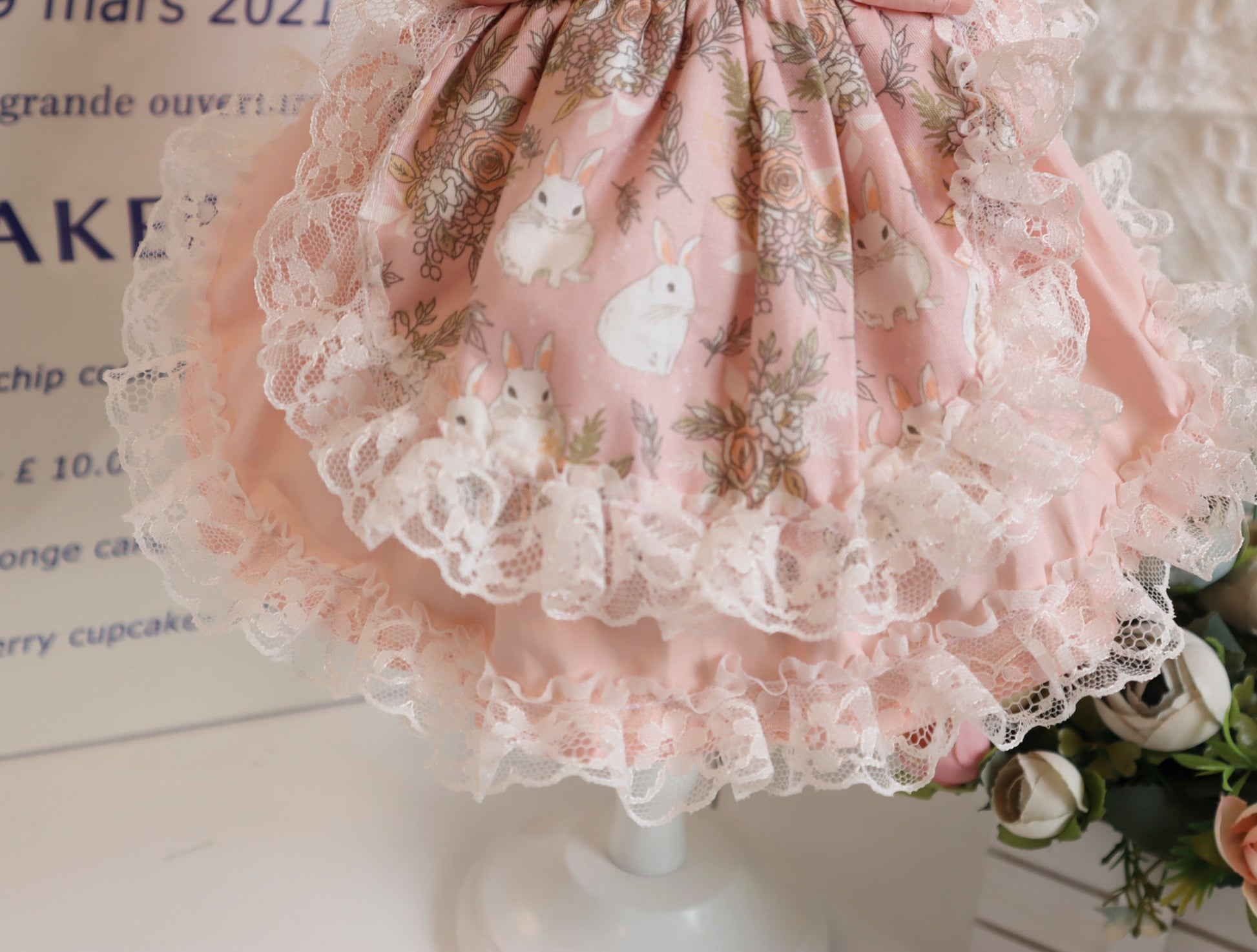 KFX-2518973 Pink Lace Dog Dress and Hat Set for Pets, Multiple Sizes Available