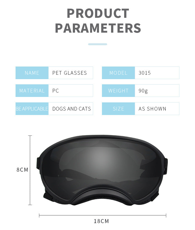 KFX-2519997 Ski Protective Goggles for Pets – Double Layer, Anti-Fog, Polarized, Windproof and Sandproof