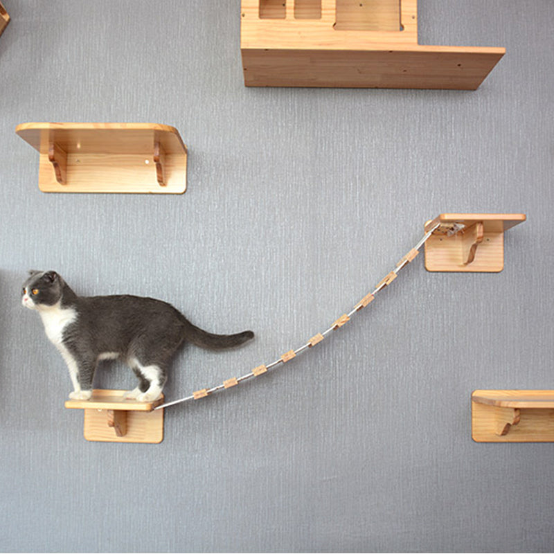 KFX-2521661 Wall-Mounted Cat Jumping Platform Made of Solid Wood for Active Pets