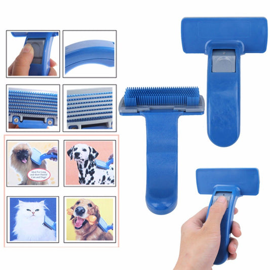 KFX-2523965 Self-Cleaning Pet Brush Comb for Dogs and Cats - Easy to Use Grooming Tool with Comfortable Handle
