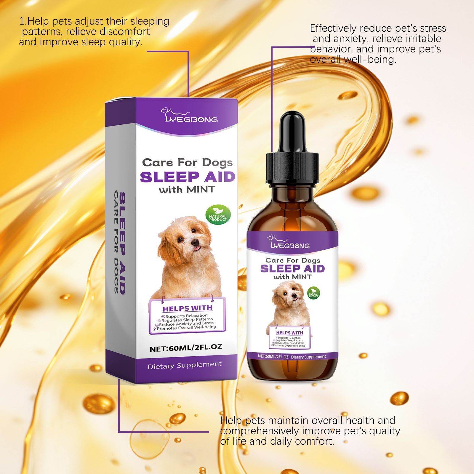 KFX-2526013 Dog Sleep Drops for Calm and Restful Nights - 60ml Nursing Drops