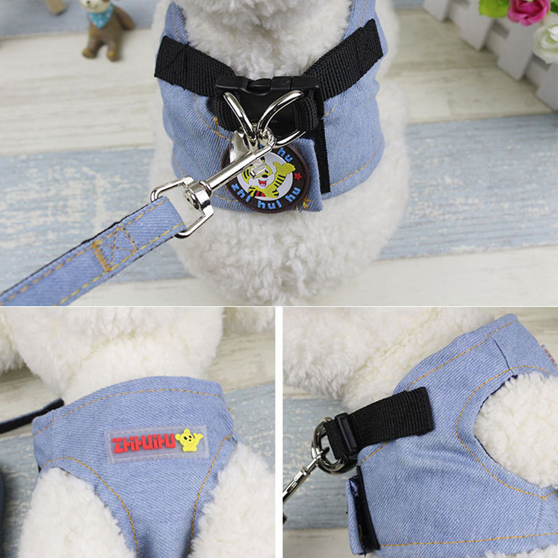 KFX-2527421 Stylish Denim Star Dog Leash for Small to Large Breeds